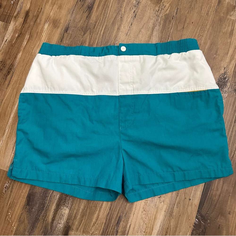 VTG 90s Blue & White Colorblock Pierre Cardin Board Shorts Swim Trunks